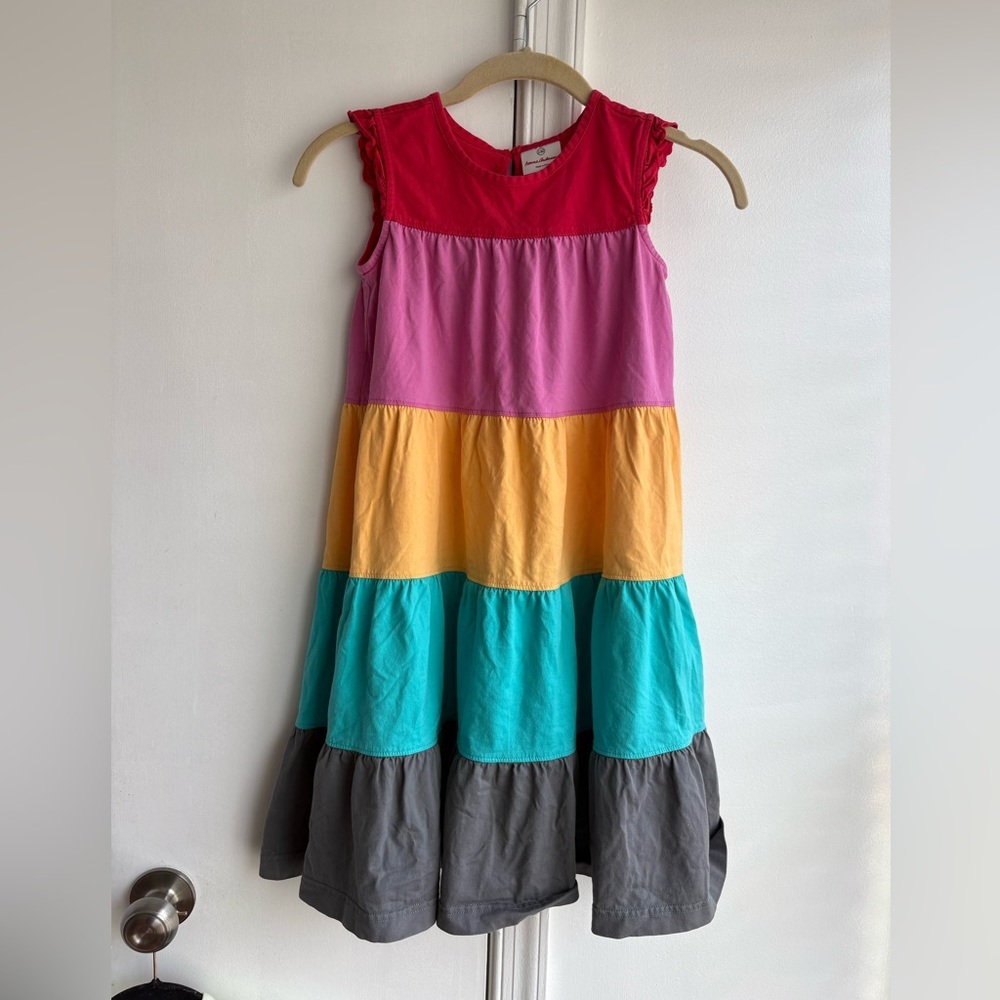 Hanna Andersson sleeveless color block tiered twirl dress